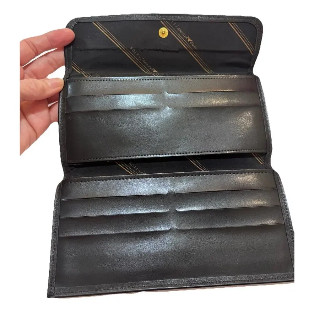 Rolf’s Dark Brown Butter Soft Cowhide Leather Checkbook Cover Wallet 10 slots